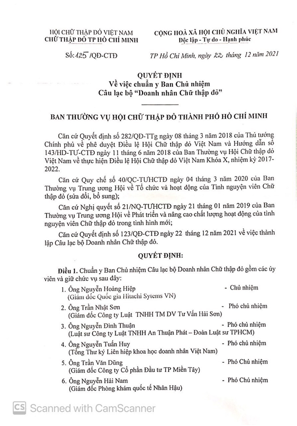 Câu lạc bộ “Doanh nhân Chữ thập đỏ’’ Thành phố Hồ Chí Minh