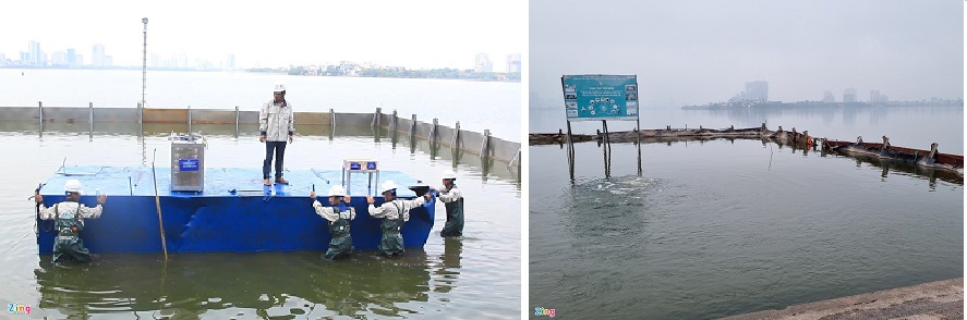Hàng rào vẫn bao quanh dự án dù đã dừng thí điểm làm sạch hồ Tây Hàng rào vẫn bao quanh dự án dù đã dừng thí điểm làm sạch hồ Tây
