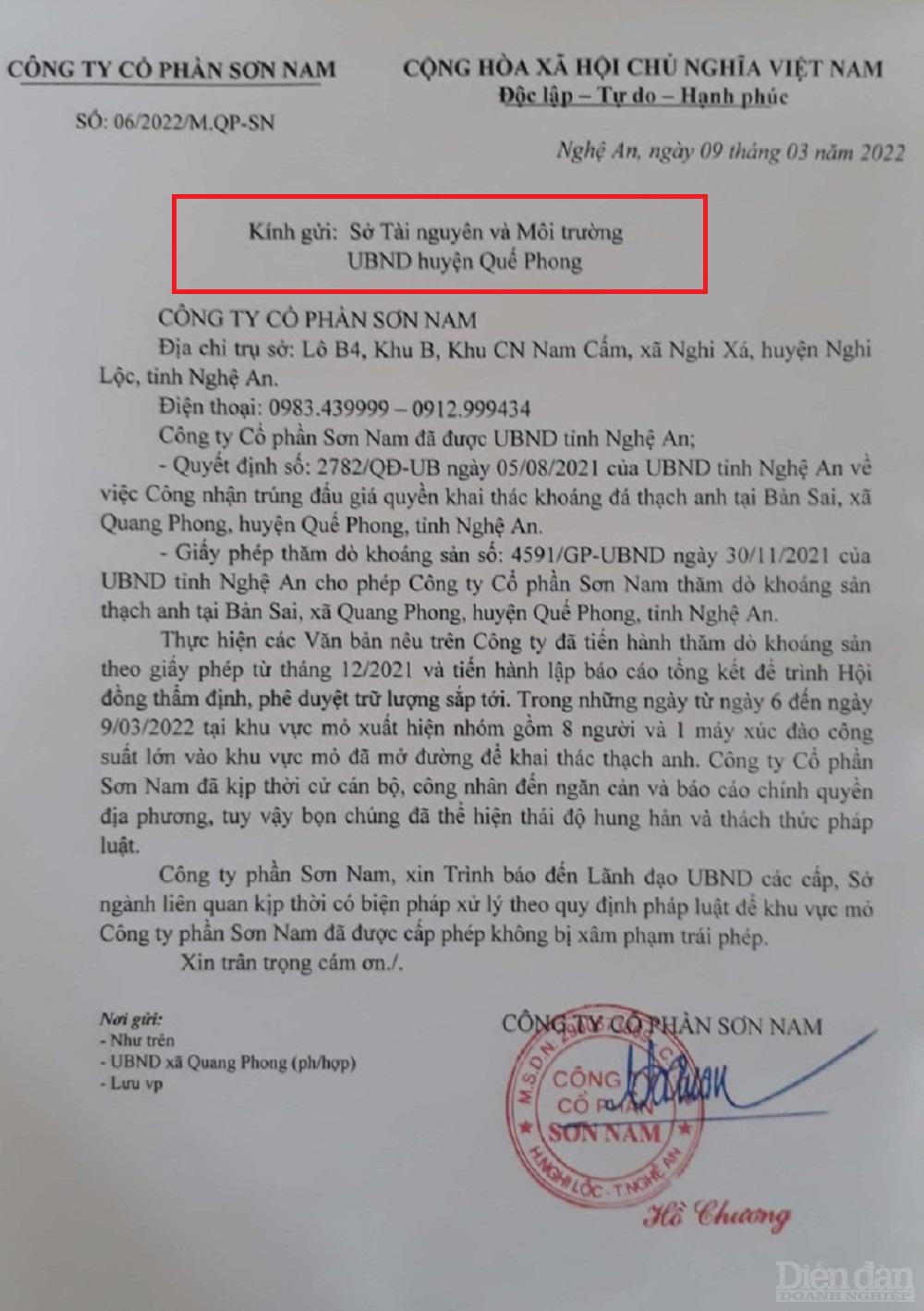 Nghệ An: Doanh nghiệp đang thăm dò nhưng nhóm người lạ đã vào khai thác Nghệ An: Doanh nghiệp đang thăm dò nhưng nhóm người lạ đã vào khai thác