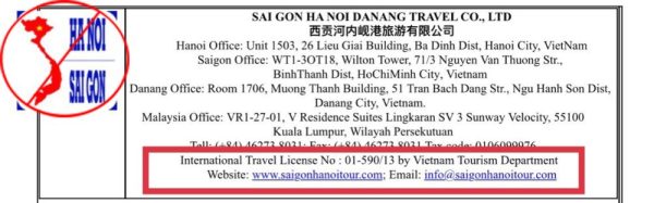 Công ty TNHH Saigon Hanoi Danang Travel vi phạm pháp luật, chủ quyền quốc gia Công ty TNHH Saigon Hanoi Danang Travel vi phạm pháp luật, chủ quyền quốc gia