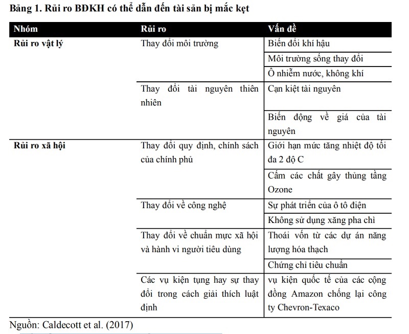 Rủi ro biến đổi khí hậu và các tài sản mắc kẹt Rủi ro biến đổi khí hậu và các tài sản mắc kẹt