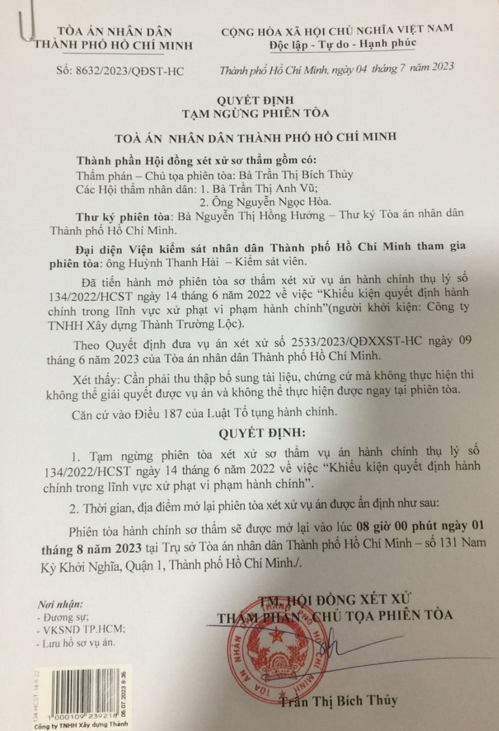Chủ đầu tư Chung cư 4S Linh Đông kiện các quyết định hành chính của UBND TP.HCM Chủ đầu tư Chung cư 4S Linh Đông kiện các quyết định hành chính của UBND TP.HCM
