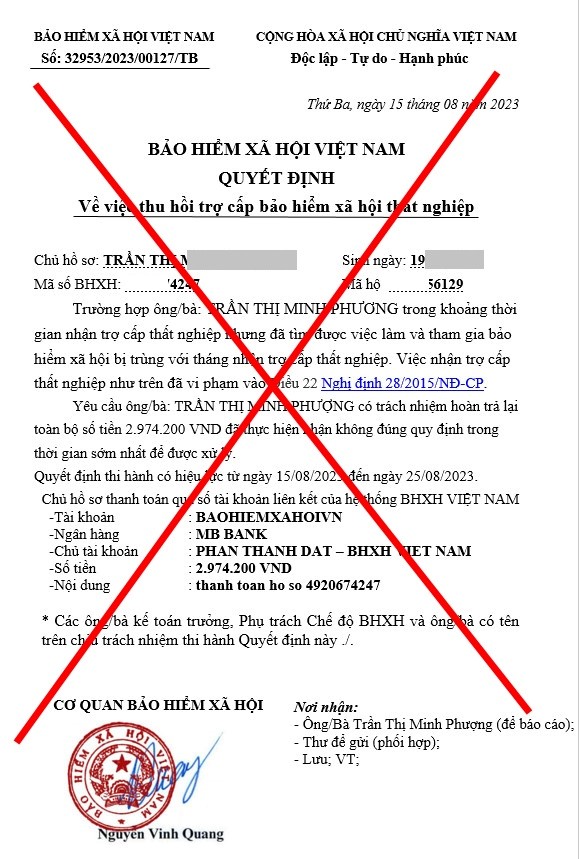 Lừa đảo người lao động thu hồi tiền trợ cấp thất nghiệp Lừa đảo người lao động thu hồi tiền trợ cấp thất nghiệp