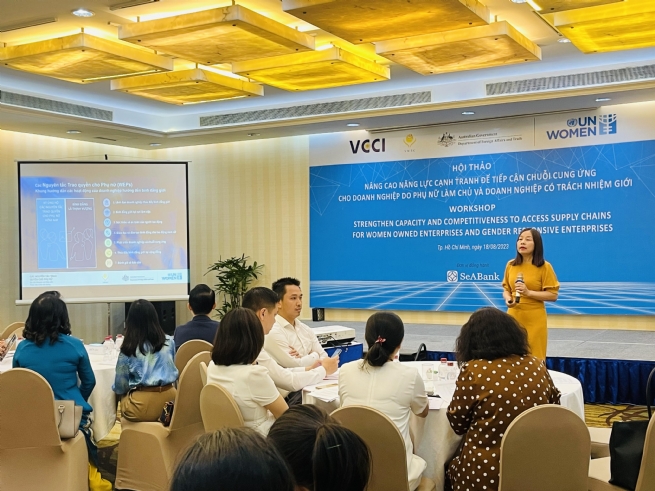 “Nâng cao năng lực cạnh tranh để tiếp cận chuỗi cung ứng cho doanh nghiệp do phụ nữ làm chủ và doanh nghiệp có trách nhiệm giới” “Nâng cao năng lực cạnh tranh để tiếp cận chuỗi cung ứng cho doanh nghiệp do phụ nữ làm chủ và doanh nghiệp có trách nhiệm giới”