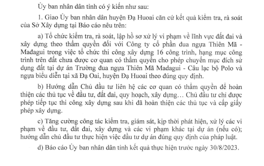 Số phận dự án trường đua ngựa Thiên Mã – Mađagui ở Lâm Đồng