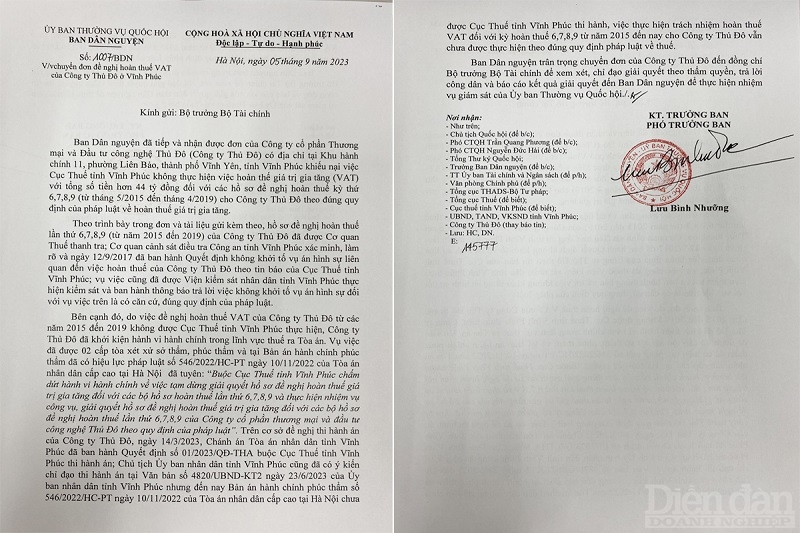 Vụ 7 năm chưa được hoàn thuế tại Vĩnh Phúc: Chuyển Bộ trưởng xem xét, giải quyết