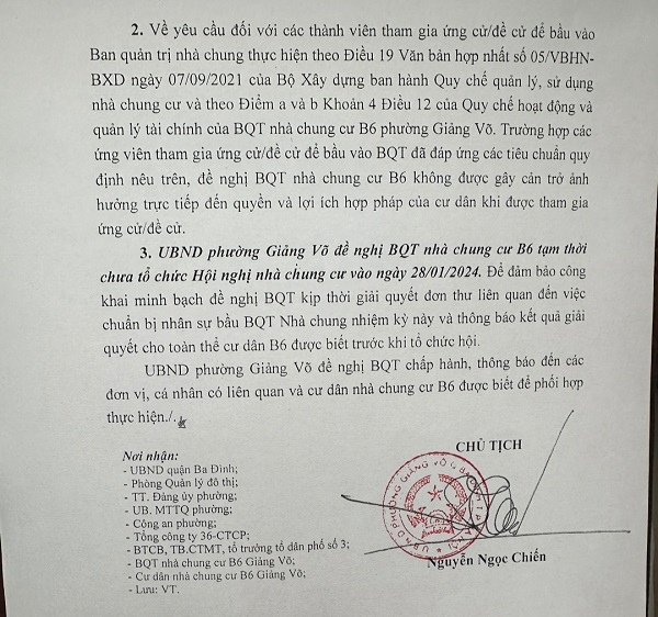 Vụ doanh nghiệp kêu cứu vì “luật riêng” tại B6 Giảng Võ (Hà Nội): “Lạ lùng” một Hội nghị chung cư