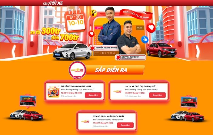 Chợ Tốt Xe nâng tầm trải nghiệm mua xe cũ với Livestream và tiêu chuẩn “Xe 5 Tốt” Chợ Tốt Xe nâng tầm trải nghiệm mua xe cũ với Livestream và tiêu chuẩn “Xe 5 Tốt”