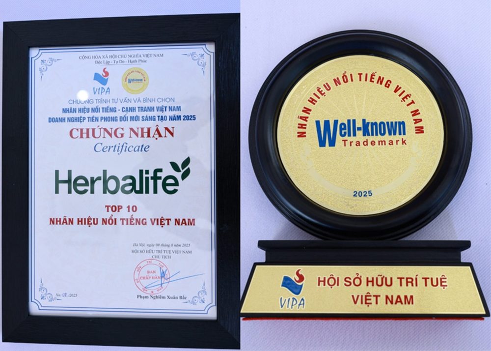 Herbalife Việt Nam đạt Chứng nhận Top 10 Nhãn hiệu nổi tiếng Việt Nam & Doanh Nghiệp tiên phong đổi mới sáng tạo năm 2025